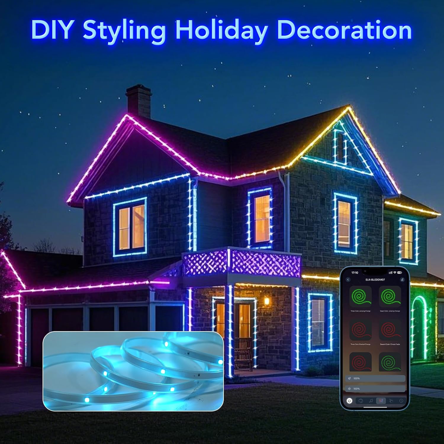 Smart-RGB-5050-60D-IP67-4 waterproof smart magic light strip
